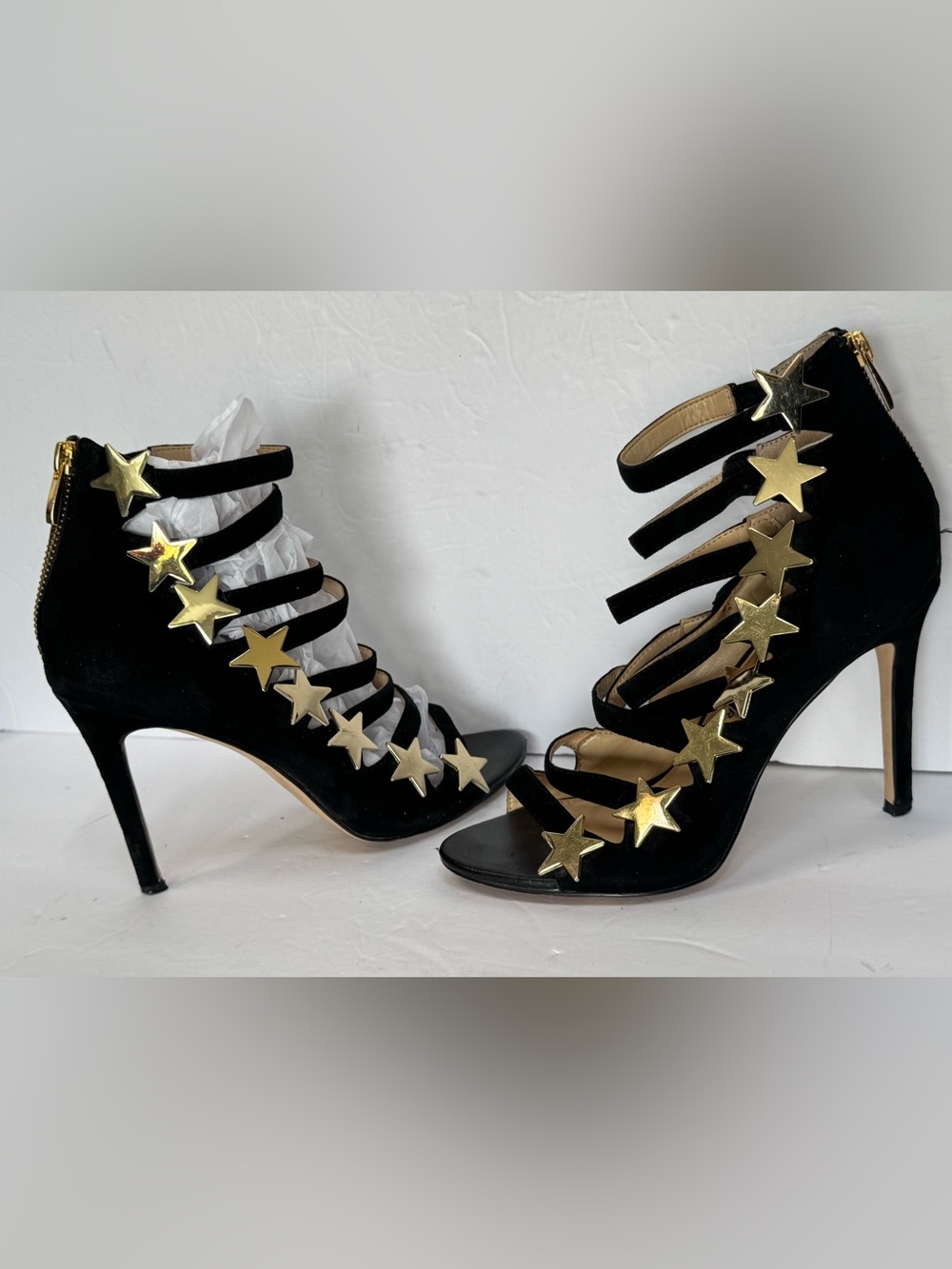 Katy Perry Collections Black Suede Strappy Stiletto Sandals - Picture 6 of 12